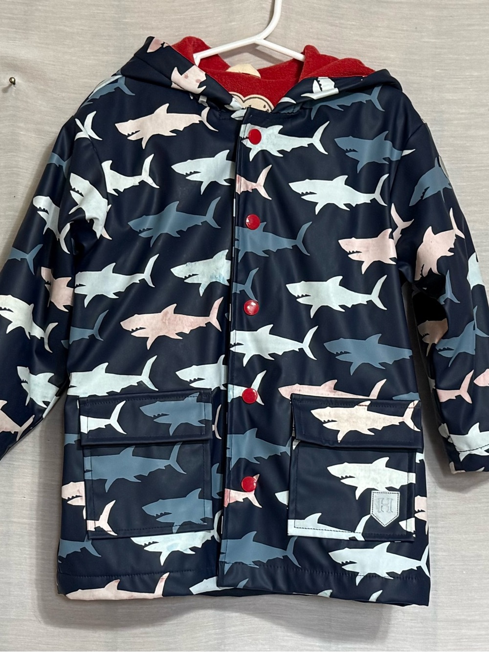 Hatley Kids Size 4 Shark Print Fleece Lined Raincoat